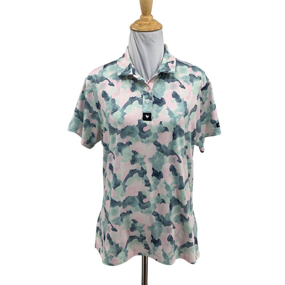 Bad Birdie Shirt Women L Large Oasis Core Performance Golf Polo Short Sleeve